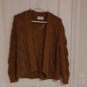 Old Navy Openfront Pointelle Knit Cardigan - Camel Brown